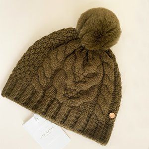 NWT Ted Baker YNUTA Women Cable Knit Pom-Pom Hat